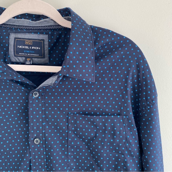 NWOT Navy Blue Dot Men’s XL Button-down Casual Shirt - Picture 2 of 3